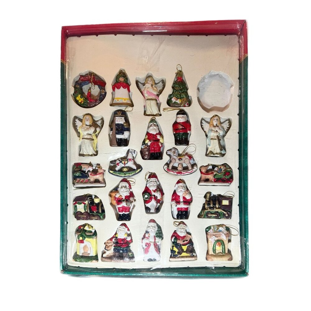 Porcelain Christmas Tree Ornaments 23 Vintage 1980s K-Mart  Original Box Trim A